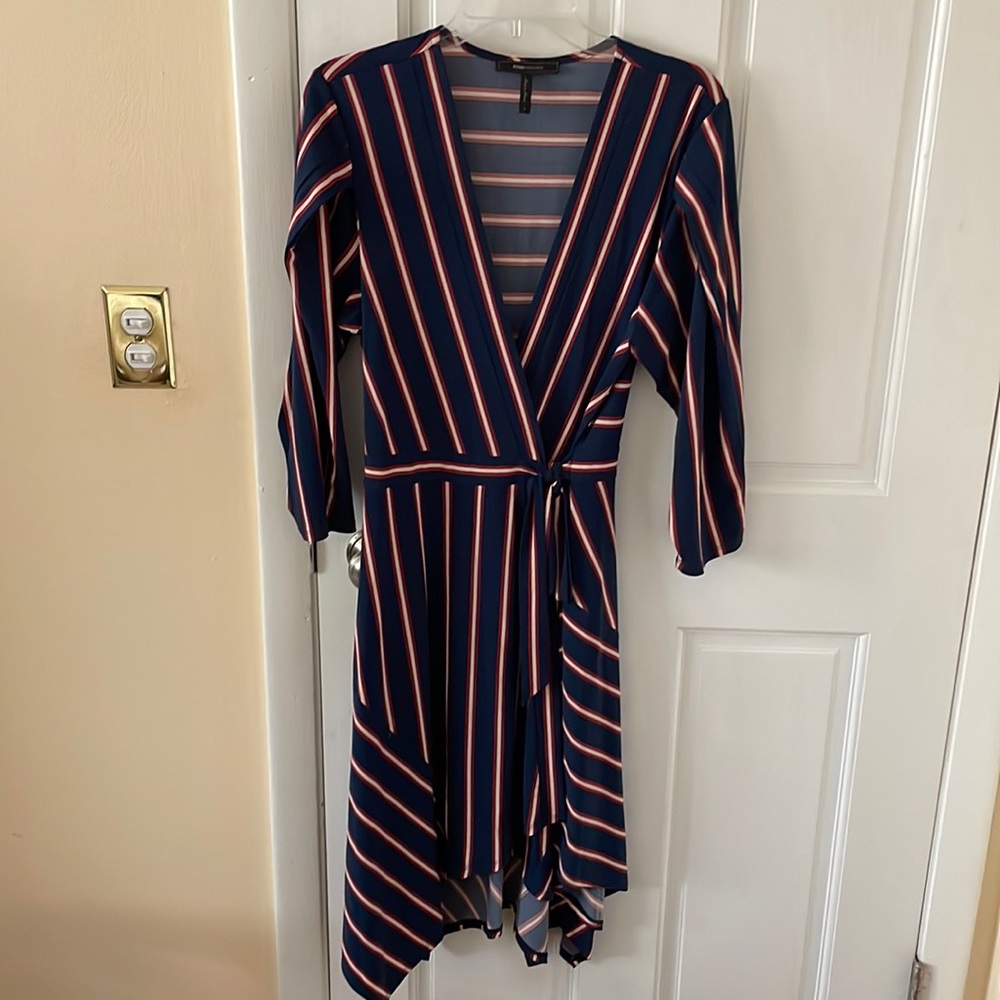 BCBGMaxAzria Striped Wrap Dress